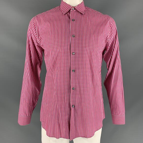 PAUL SMITH Size L Red & White Blue Checkered Cotton Long Sleeve Shirt - Picture 1 of 6